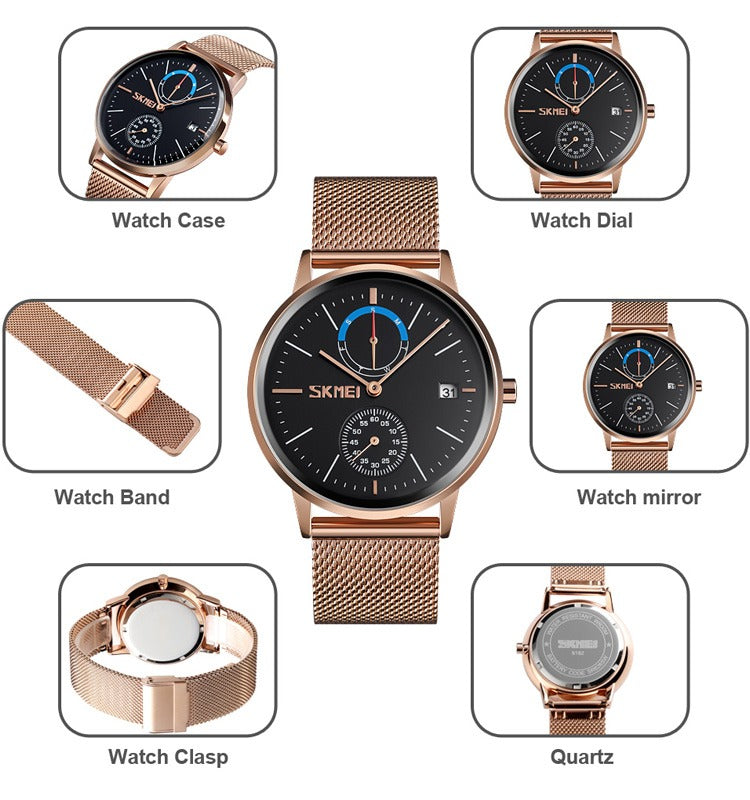 SKMEI - 9182 - Premium Minimalist Mesh Watch - rose gold image 4