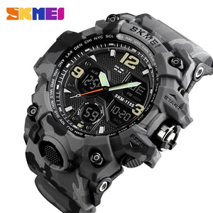 SKMEI 1155B Dual Time Digital Analog Sports Watch - GreyCamo