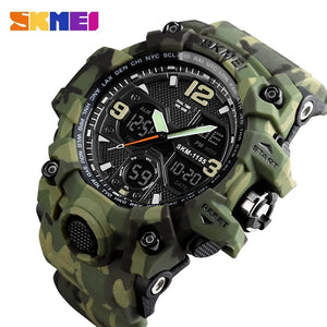 SKMEI 1155B Dual Time Digital Analog Sports Watch - GreenCamo