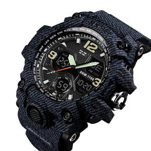 SKMEI 1155B Dual Time Digital Analog Sports Watch - Denium Black
