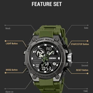 SKMEI 2031 Rugged Digital Sports Watch - Army/Green image 2