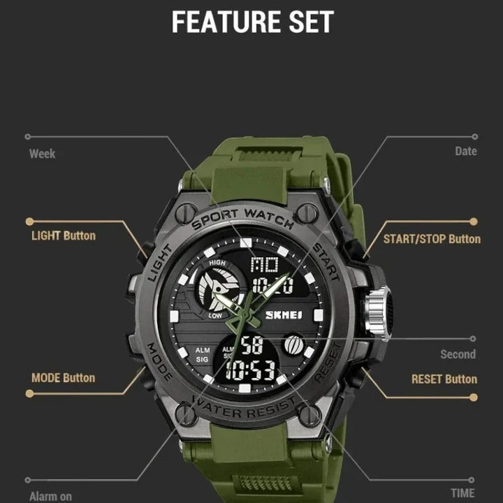 SKMEI 2031 Rugged Digital Sports Watch - Army/Green image 2