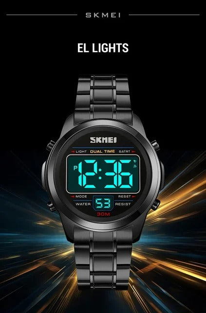 SKMEI - 2127 - Digital LED Waterproof Watch - Black/Black image 3