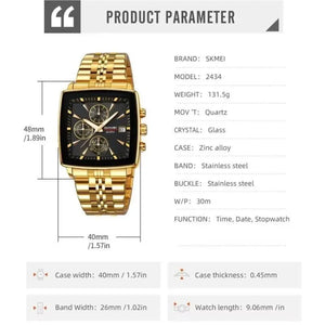 Skmei - 2434 - Men's Stainless Steel Quartz Chronograph Watch - Gold image 3