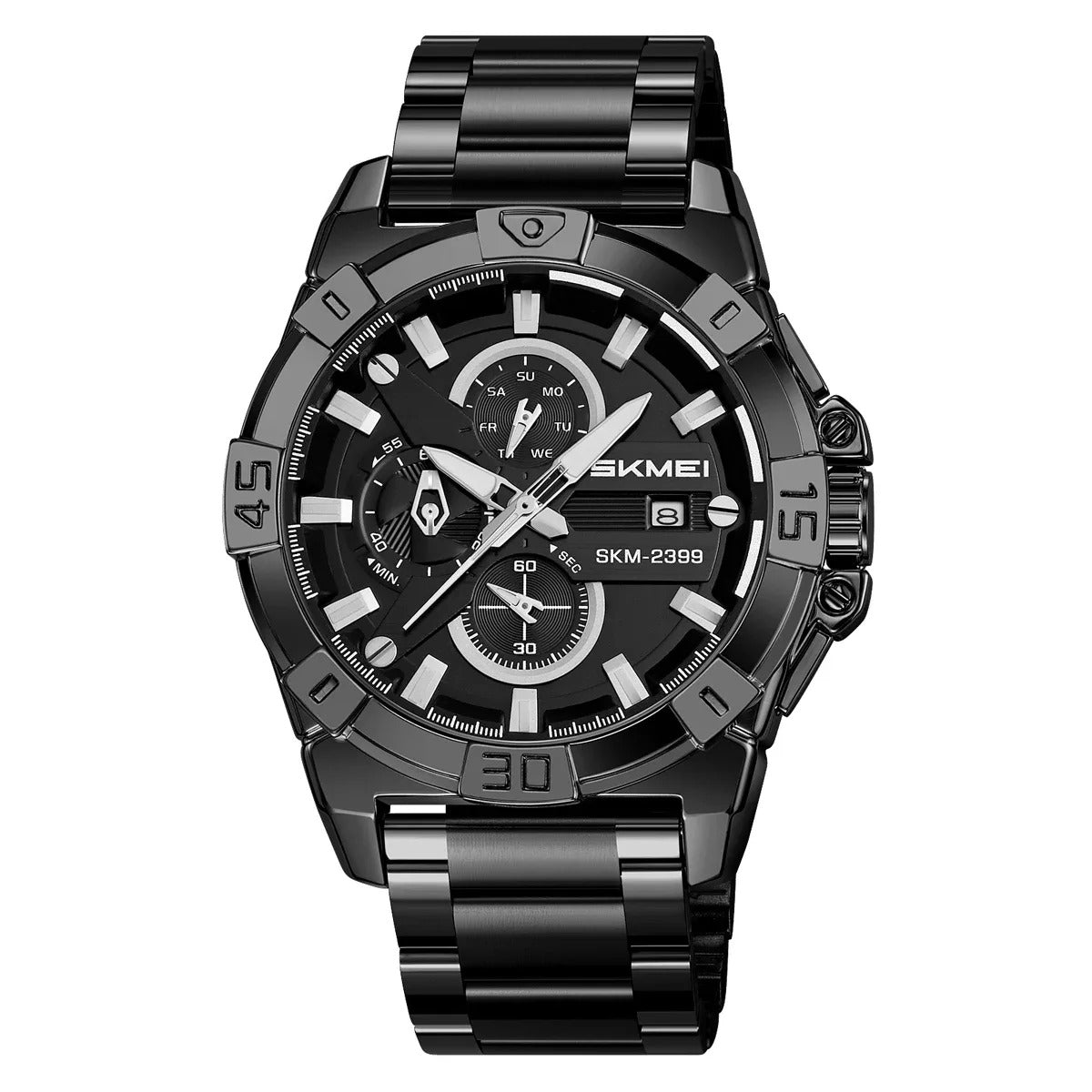 SKMEI - 2399 - Analog Multifunction Watch for Men with Stopwatch - Black image 1