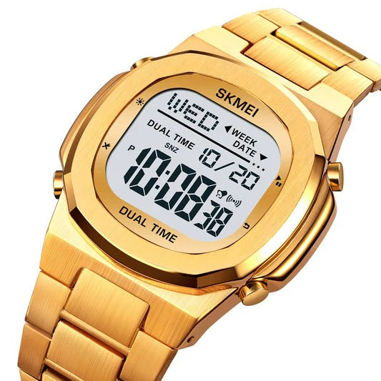 SKMEI 2004 Digital Chronograph Countdown Timer Watch - Gold/white image 1