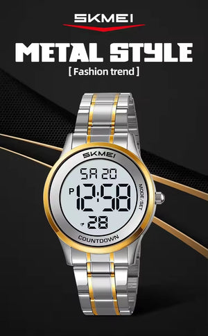 SKMEI 2425 Round Digital Countdown Watch- gold/silver image 5