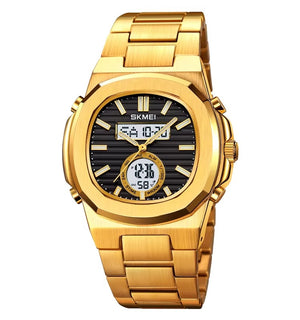 Skmei - 2279 - Dual Time Stainless Steel Watch - gold/black image 1