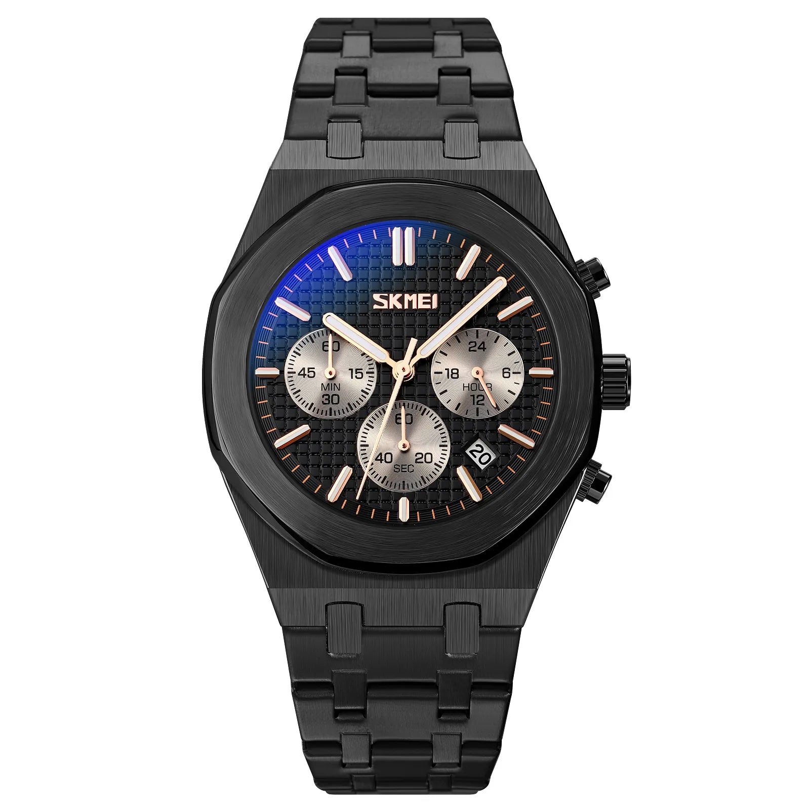 SKMEI - 9296 - Analog Stainless Steel Chronograph Quartz Watch - black/black image 1