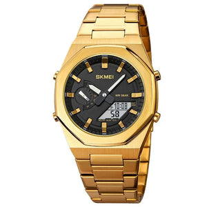 Skmei - 1816 - Dual Display luminous waterproofs 50+ timezone - Golden/White image 1