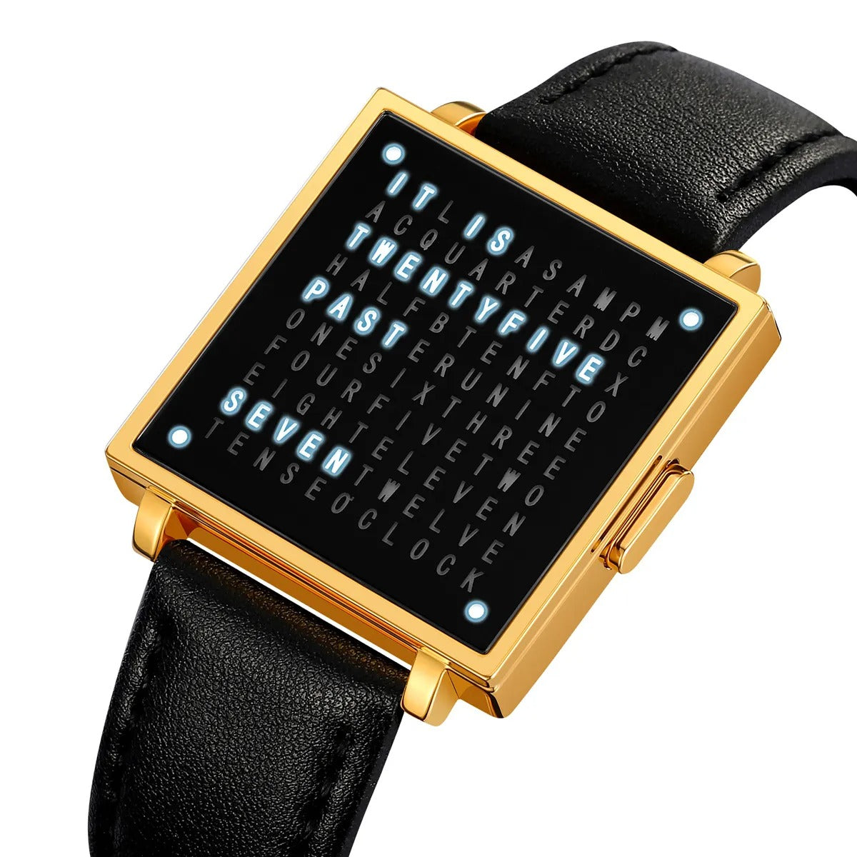 Skmei - 2388 - Luxury Word Dial Watch - Gold Leather image 0