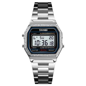 SKMEI 1474 Women Digital Stainless Steel Elegant Watch - Silver