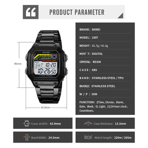 Skmei – 2307 – Digital Sports Watch – Black/Steel image 4