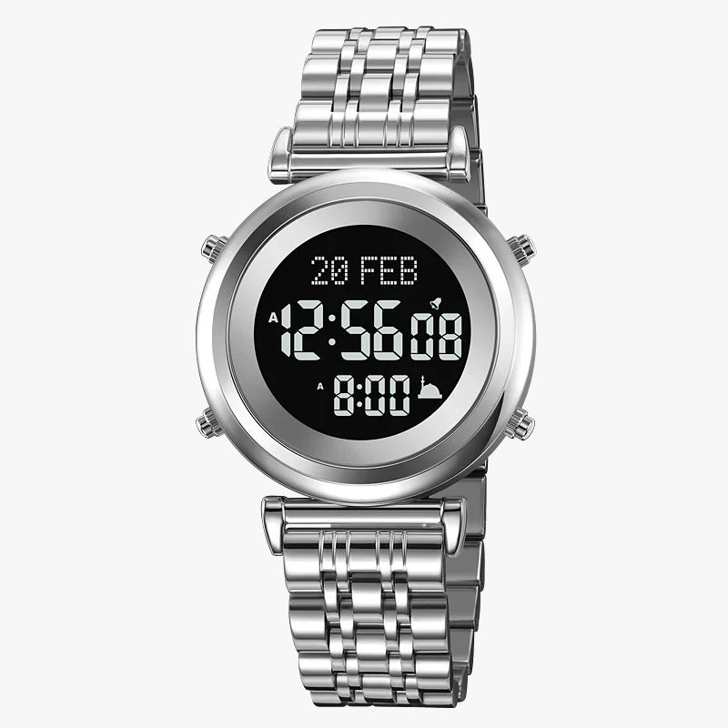 SKMEI - 2139 - Qibla Azan Time Reminder Prayer Watch - silver-black image 1