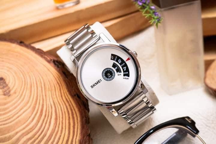 SKMEI -1260 - Waterproof Business Watch For Men - Silver/Silver-Steel image 3