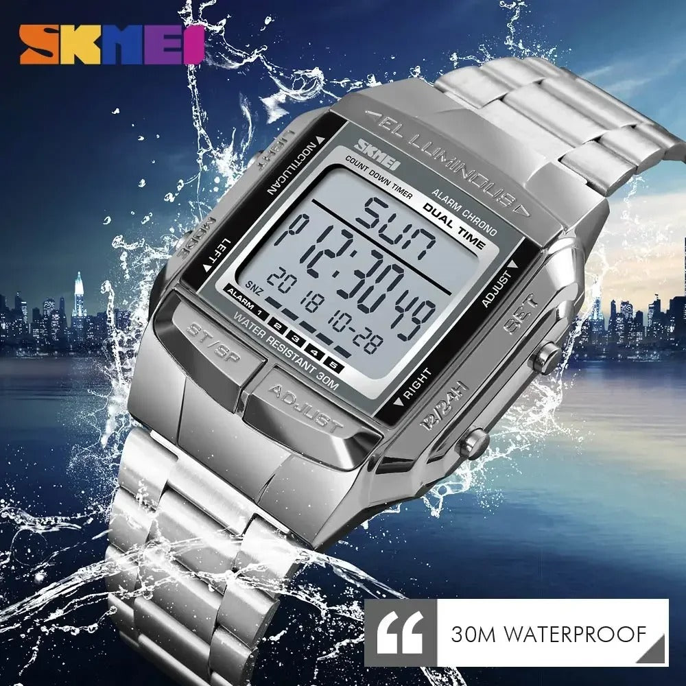 Skmei - 1381 - Digital Stainless Steel Watch - Silver image 2