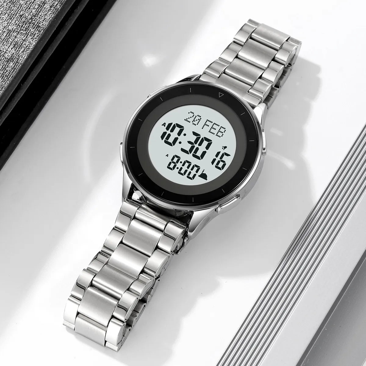 SKMEI - 2300 - Qibla Azan Time Reminder Prayer Watch - silver image 2