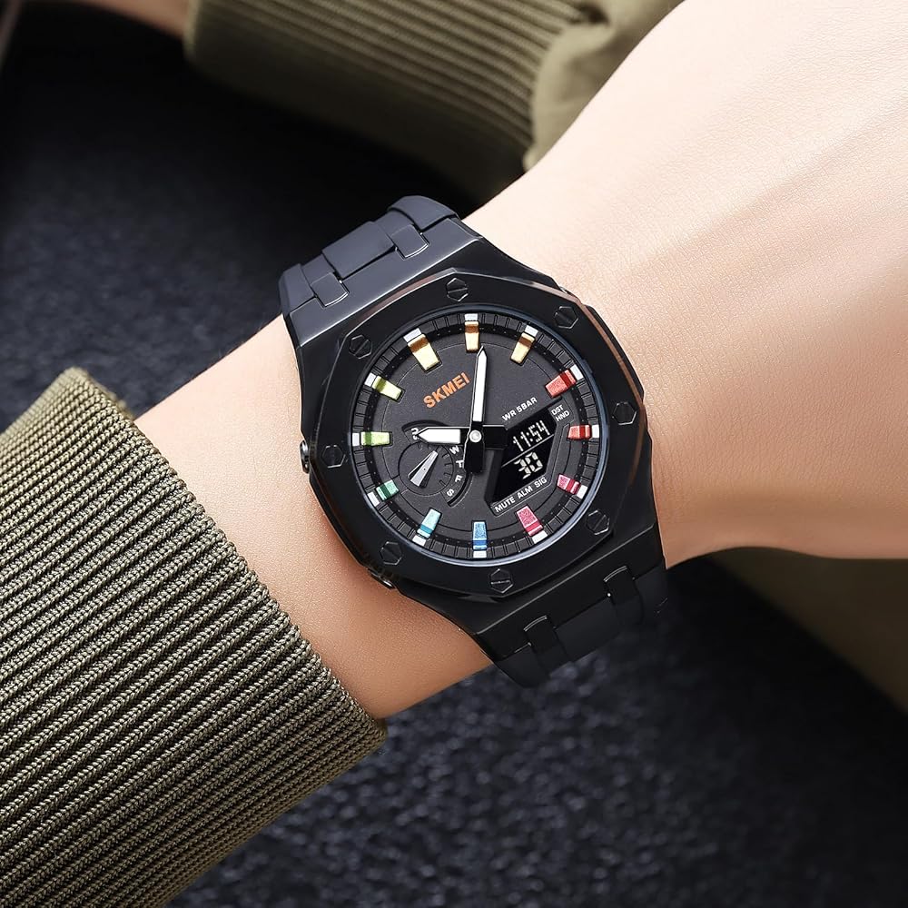 Skmei - 2243 - World time 50 Timezone - Black/Black-Colorful image 3
