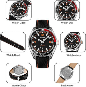 Skmei - 9291 - Fashion Business Genuine Strap Waterproof - Orange image 4