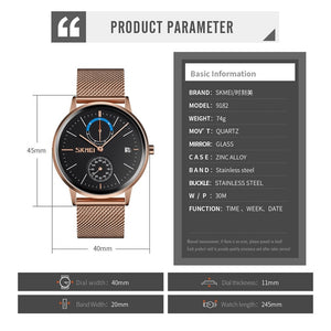 SKMEI - 9182 - Premium Minimalist Mesh Watch - rose gold image 5