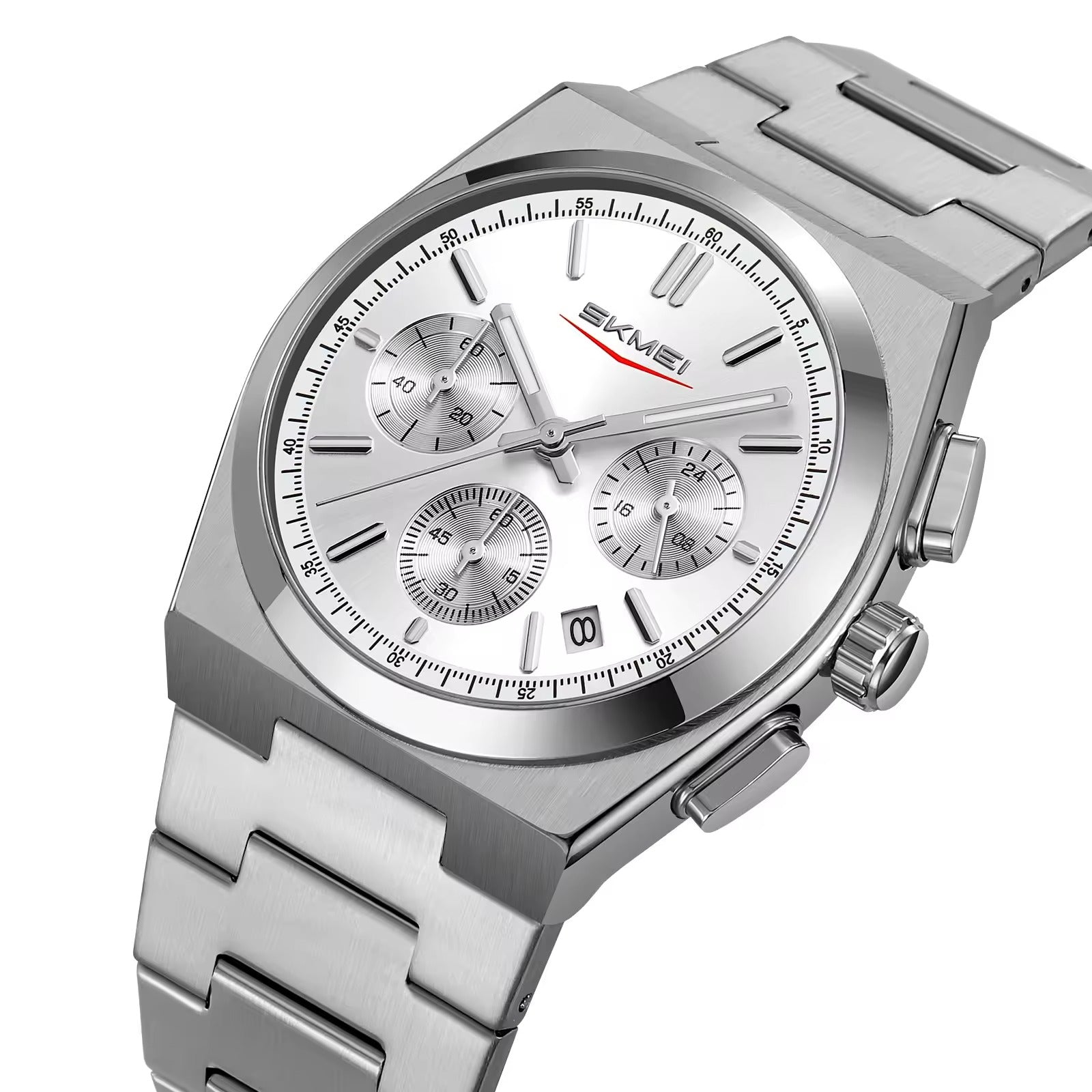 SKMEI - 9371 - Premium Quartz Chronograph Watch - Silver/Silver image 0
