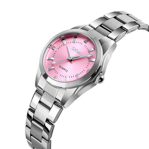 SKMEI 1620 Women Elegant Quartz Watch - Silver/Pink
