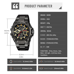 SKMEI - 2416 - Dual Display Sports Watch - black/gold image 6