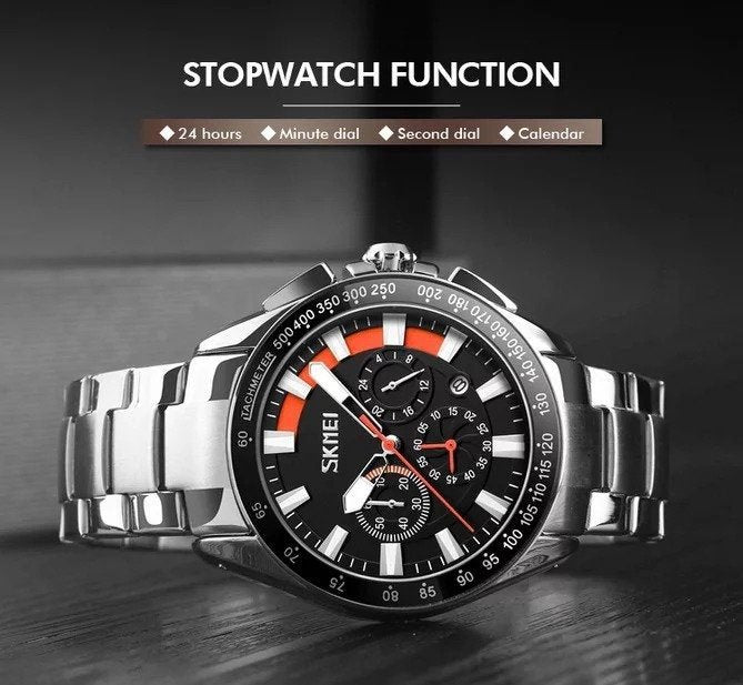 Skmei - 9167 - Stainless Watch Men's Quartz Wristwatch - Orange image 2