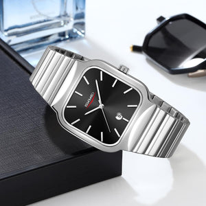 Skmei - 9361 - Luxury Square Men Quartz Watch Waterproof - Silver/Black image 1