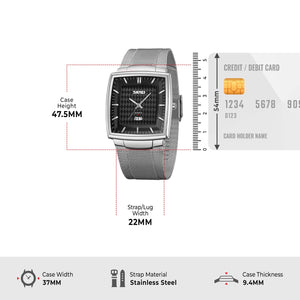 SKMEI - 9311 - Elegant Square Quartz Mesh Edition Watch - silver/black image 4