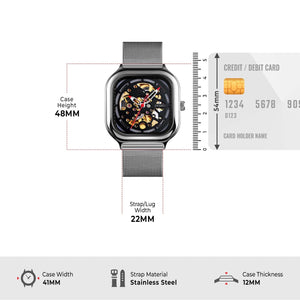 SKMEI - 9184 - Premium Automatic Skeleton Watch - silver/black image 3