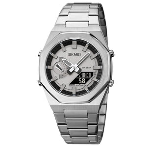 SKMEI 1816 Dual Display luminous waterproofs 50+ timezone - Silver/Black
