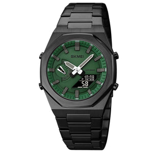 SKMEI 1816 Dual Display luminous waterproofs 50+ timezone - Black/Green-Black