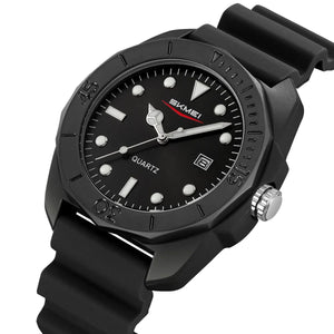 Skmei - 2393 - Quartz Analog Silicone Strap Watch - black/swirl marks image 1