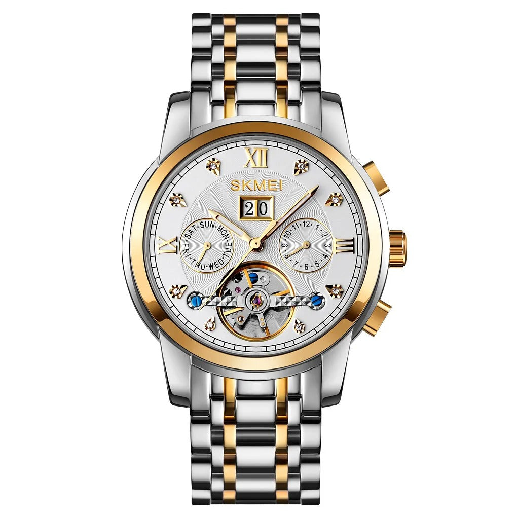 SKMEI - M029 - Automatic Movement Skeleton Watch - gold/silver silver image 0