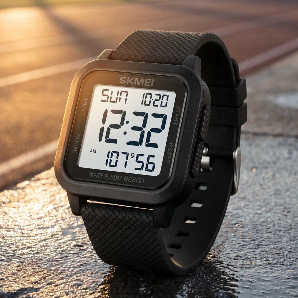 SKMEI 1894 Classic Digital Square Watch - Black/white