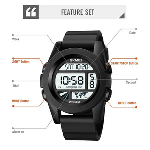SKMEI 1906 Bold Digital Sports Watch - Black/White