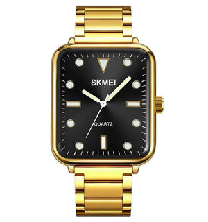 SKMEI 1955 Elegant Square Steel Watch - Gold/Black/SunPat