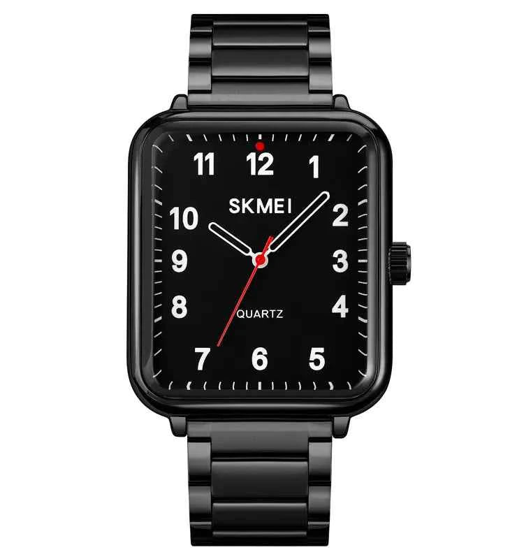SKMEI 1955 Elegant Square Steel Watch - Black/Black