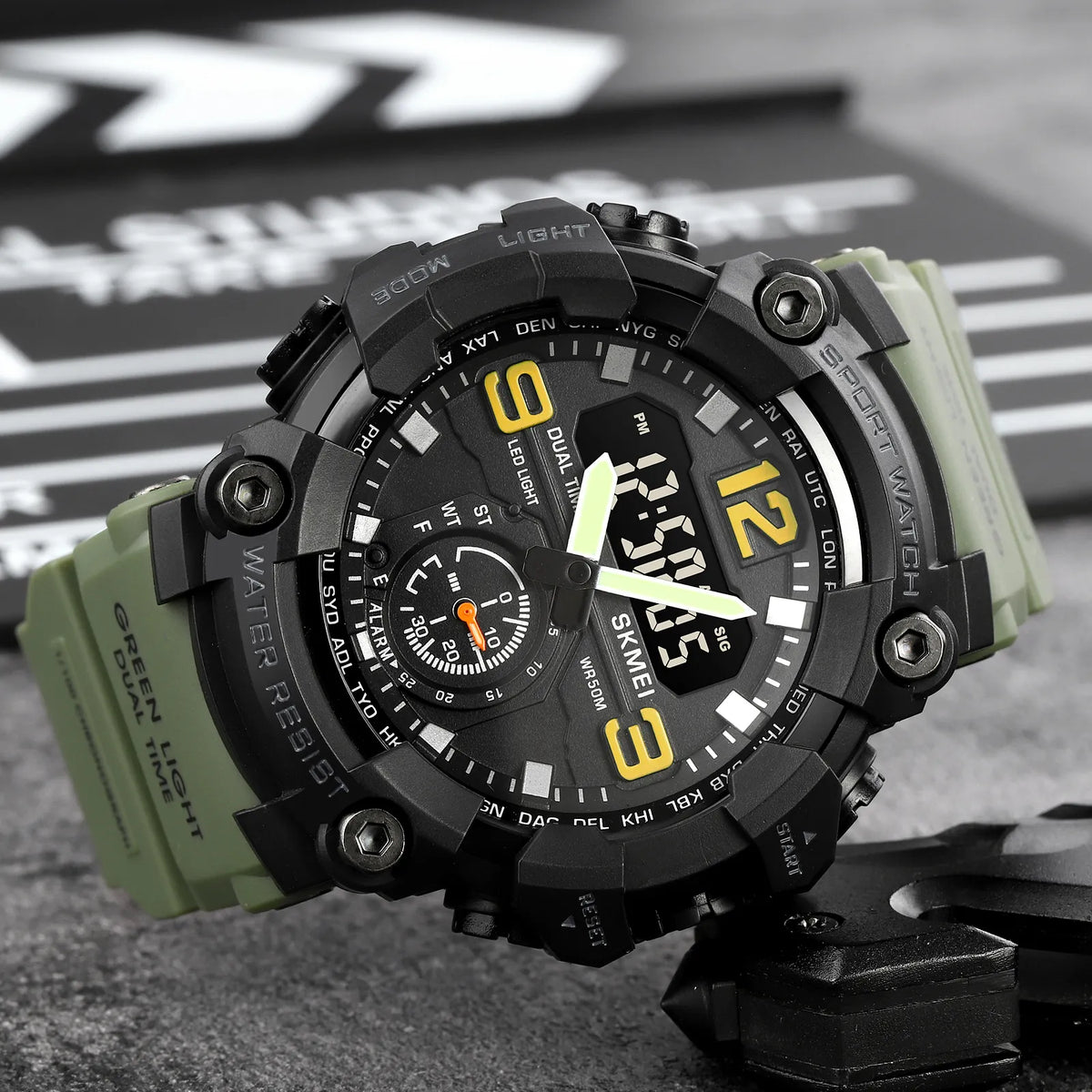 SKMEI 1965 Digital Sports Watch - ArmyGreen