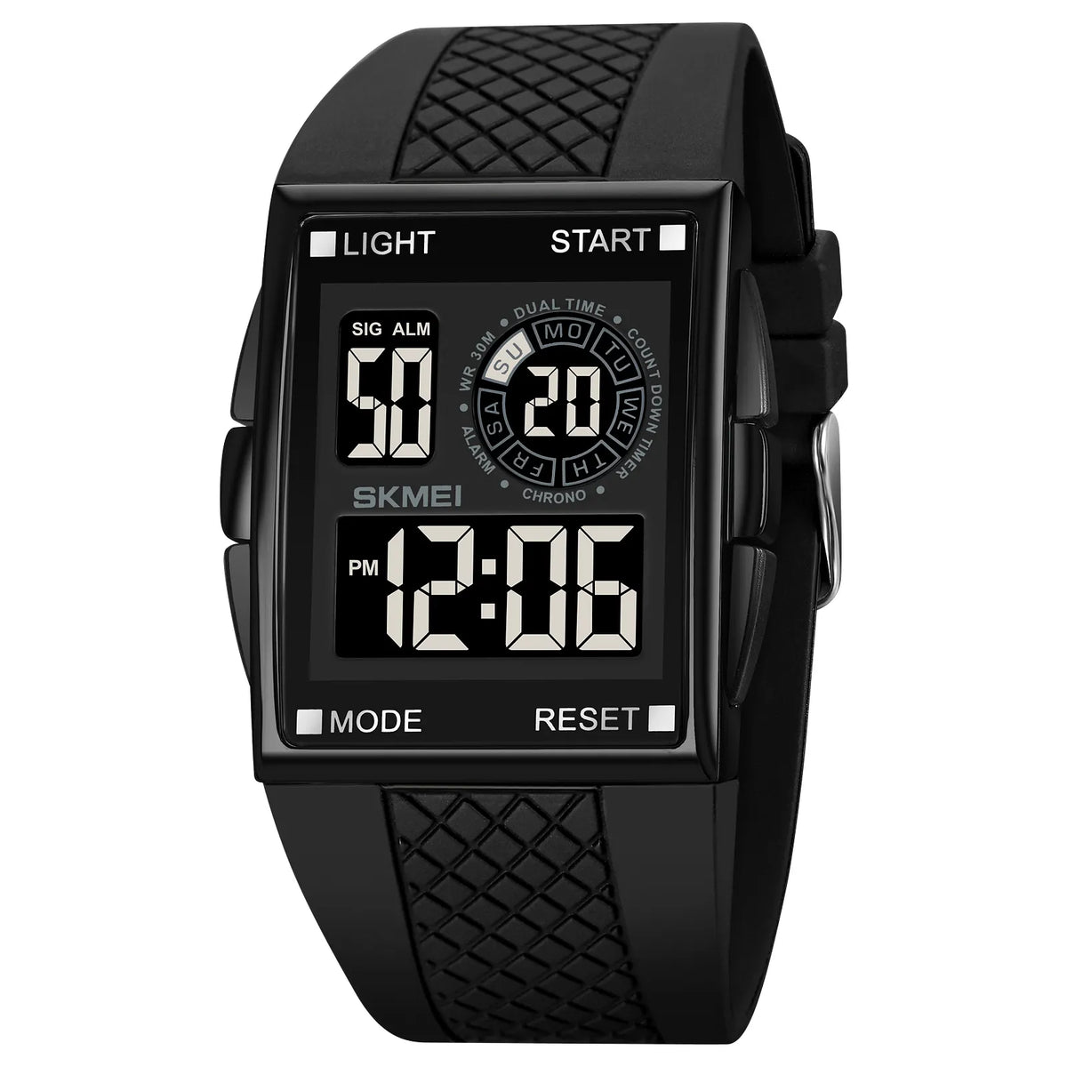 SKMEI 1967 Digital Dual Time Watch - Black/Black