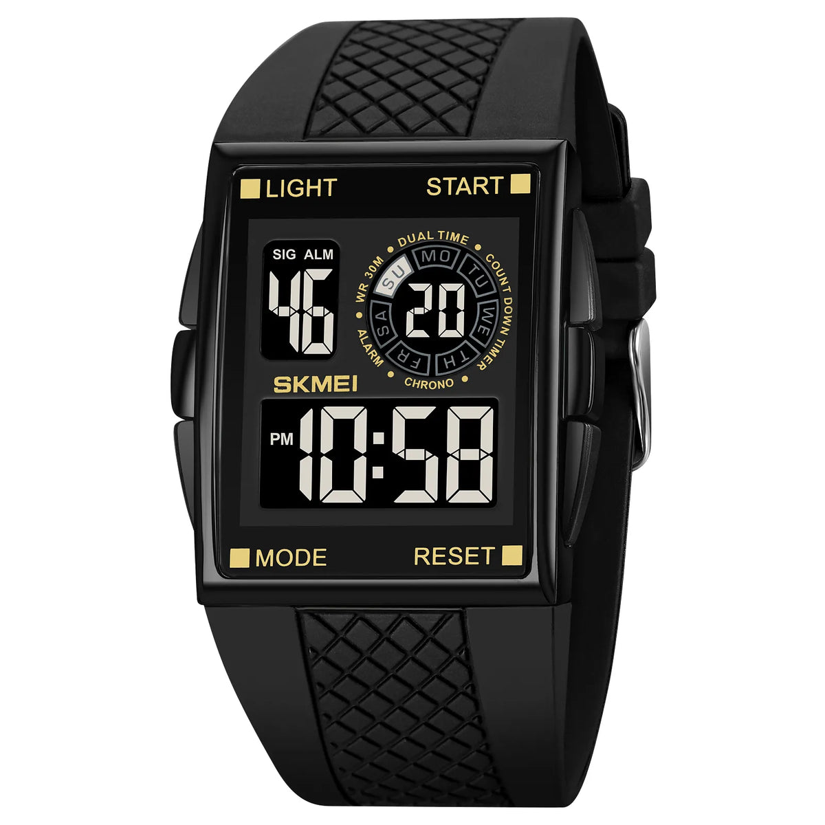 SKMEI 1967 Digital Dual Time Watch - Black/Gold