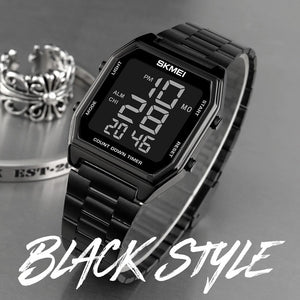 SKMEI - 1735 - Digital Stainless Steel Watch - black/black image 1