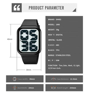 SKMEI 1995 Modern Digital Watch - Black/White