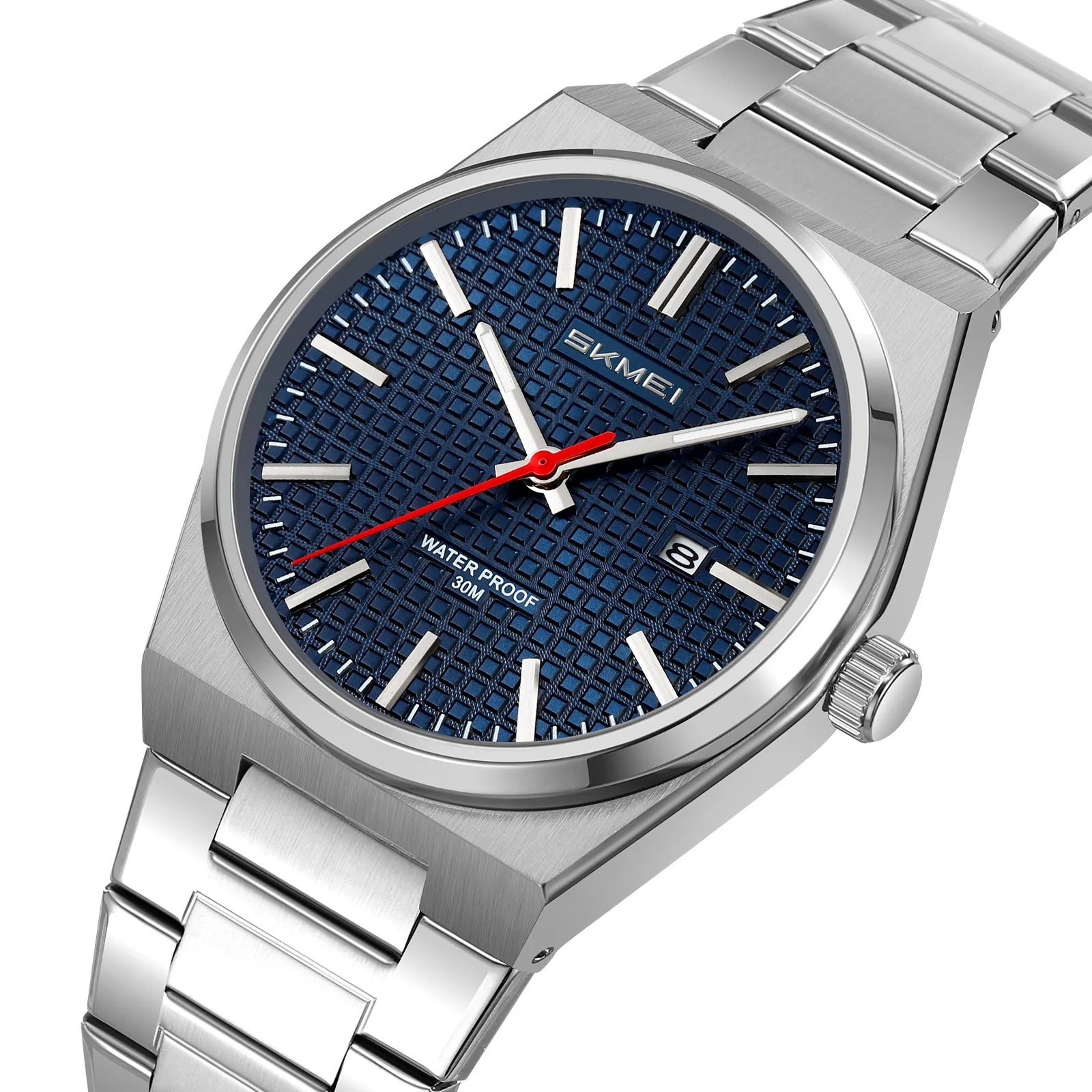 Skmei - 9396 - Premium Steel Analog Function Watch- silver-blue image 0