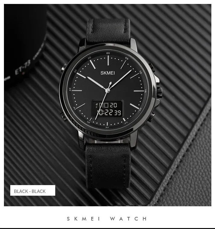 Skmei - 1652 (Strap) - Multifunctional Waterproof - Black/White-Leather image 4