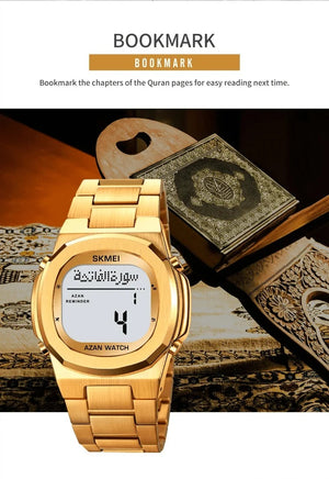 Skmei - 2036 - Azan Reminder Watch Waterproof - Gold/White image 4