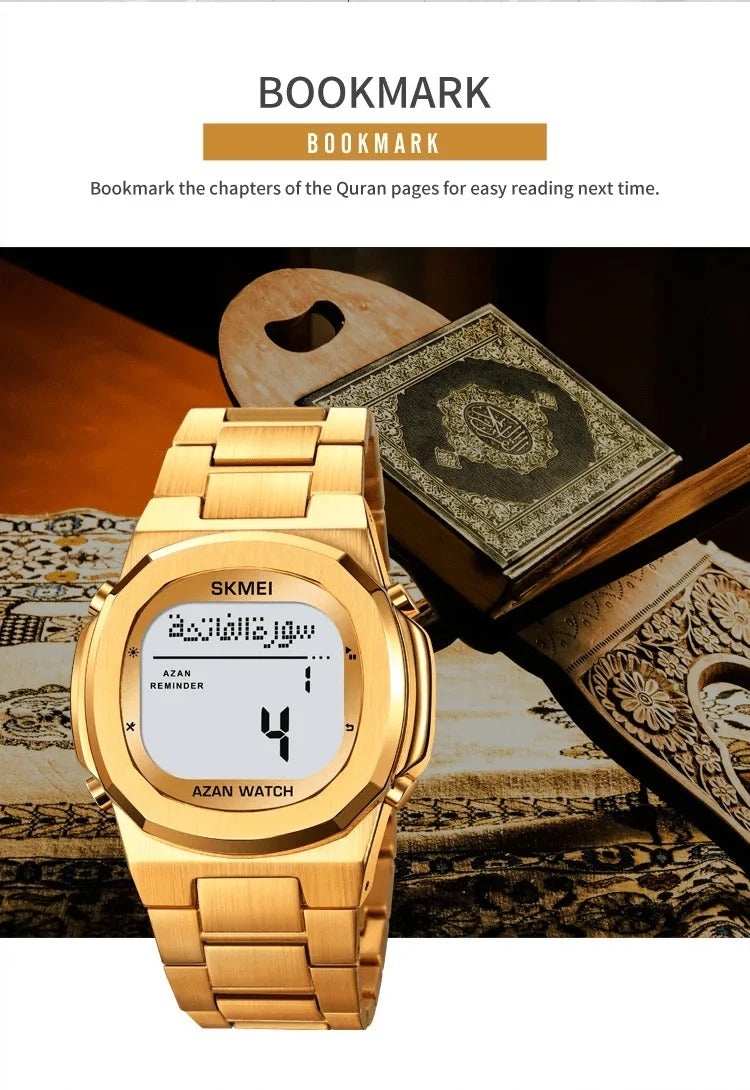 Skmei - 2036 - Azan Reminder Watch Waterproof - Gold/White image 4