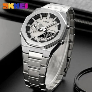 Skmei - 1816 - Dual Display luminous waterproofs 50+ timezone - Silver/Black image 1