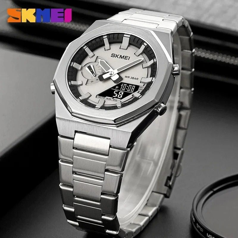 Skmei - 1816 - Dual Display luminous waterproofs 50+ timezone - Silver/Black image 1